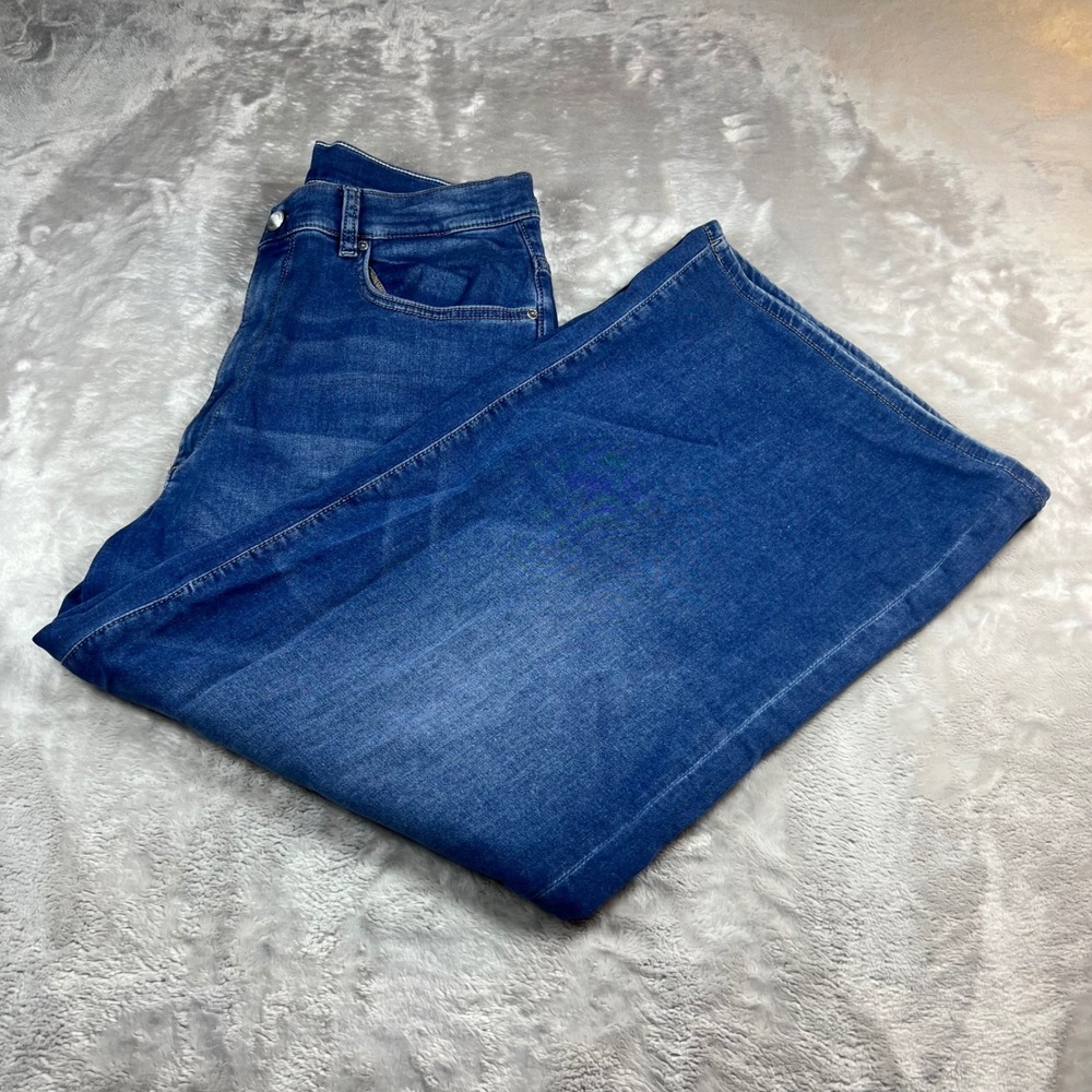 DL1961 Women's 32 Hepburn Wide Leg Jeans Blue High Rise Mohonk 13783